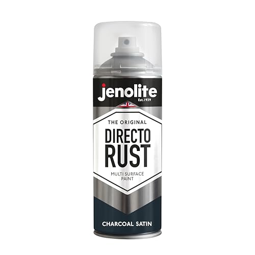 JENOLITE Directorust Seidenmatte/Satin Sprühfarbe | Kohlengrau | 400ml | Direkt-zu-Rost-Sprühfarbe für Metall, Kunststoffe und Holz | Satin-Sprühfarbe für Innen und außen | RAL7016