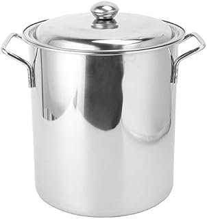 DOITOOL Large Stock Pot Stainless Steel Spill Prevention Lip Soup Cooking Pot Heavy Duty Soup Food Pot with Lid Healthy Cookware for Home Kitchen 22cm