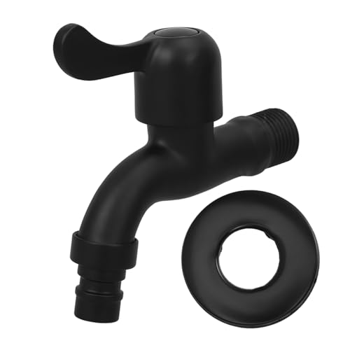 HEALEEP grifo de la lavadora pajitas para beber tiras de prueba de piscina abrebotellas grifos aire adaptador de grifo para lavadora portátil grifo de lavado de pie Acero inoxidable Black