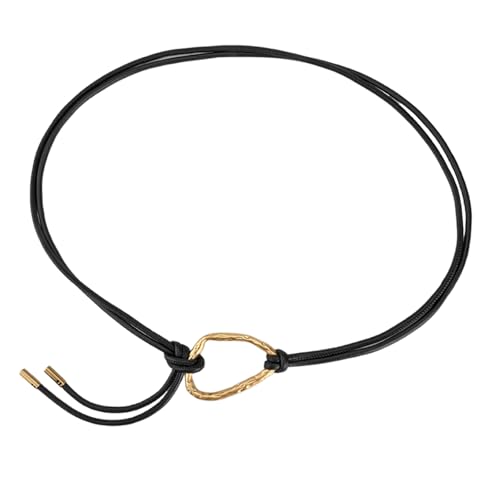 Skinny Waistband for Women Elegant Simple Golden Buckle Belt with Tie Solid Color Retro Girdle Belt Stylish Accessory