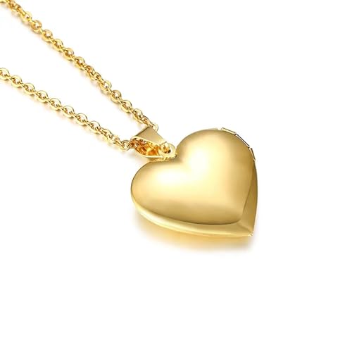 YOUFENG Love Heart Locket Necklace that Holds Pictures Polished Lockets Necklaces Birthday Gifts3