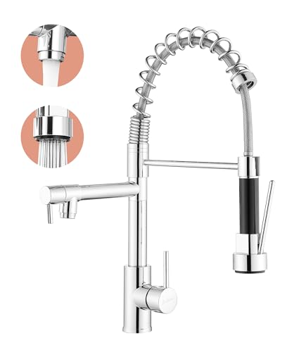 Robinet de cuisine - Robinetterie de cuisine avec douchette extractible, pivotant à 360°, mitigeur haute pression pour cuisine, robinet d'évier de cuisine...