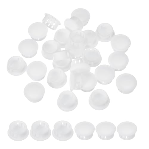 Image of PATIKIL 19 mm /3 /4 Plastic Hole Plugs, 50 Pack Flush Type Round Plug Snap in Hole Panel Tube Kitchen Cabinet Furniture Fencing Post Pipe Insert End Caps, White