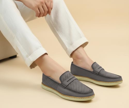 Image of Kraasa Men Denim Causal Loafers | Premium Breathable Upper | Driving Loafers | Lighweight Slip-On's | Soft Cushioned Insole | Super Flexible, Comfortable for Men