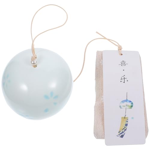 BESPORTBLE Cloche à Vent Japonaise en Céramique Bleue Détails Délicats, Carillon Relaxant pour Jardin et Café, Décoration Extérieure Élégante et...