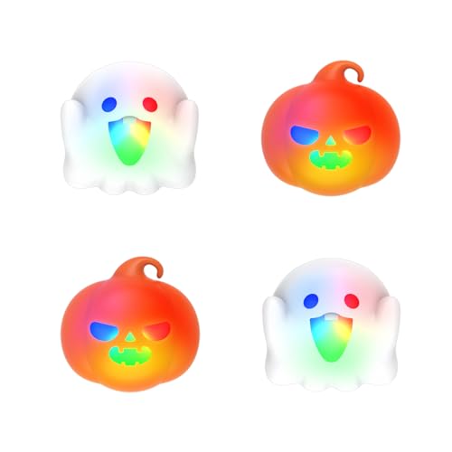 Image of PlayVital Halloween Illuminated LED Thumb Grips for PS5, Edge, PS4 Controller, Hallows Joystick Caps for Xbox Series X /S, Xbox One, Elite Series 2, Switch Pro Controllers - Spooky Ghost with Pumpkin