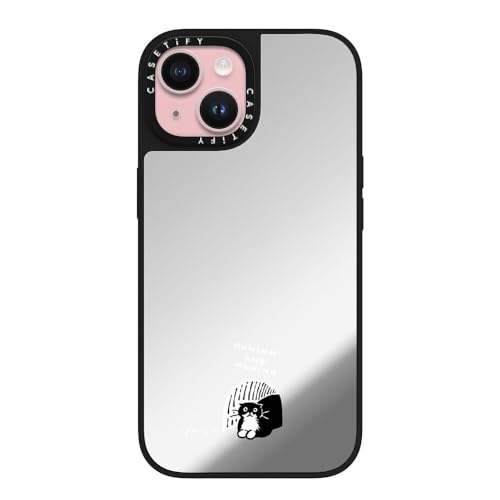 CASETiFY Magsafe �Ή��~���[ iPhone 15 �P�[�X [���ː� / 1.5m����̗����������N���A / Magsafe �ɑΉ�] - small space - �V���o�[ (�u���b�N�o���p�[)