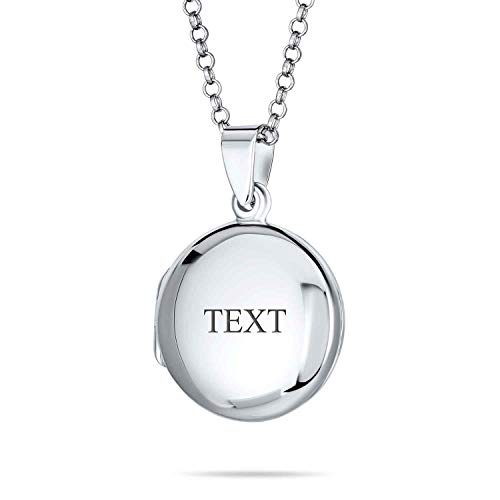 Personalized Large Simple Dome Round Circle Photo Lockets For Women That Hold Pictures 925 Silver Locket Necklace Custom Engraved