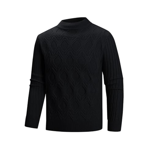 Men's Cable Knit Casual Sweater, Stretch Slim Fit Basic Long Sleeve Knitwear Pullover Fall Winter Warm Fashion Sweaters
