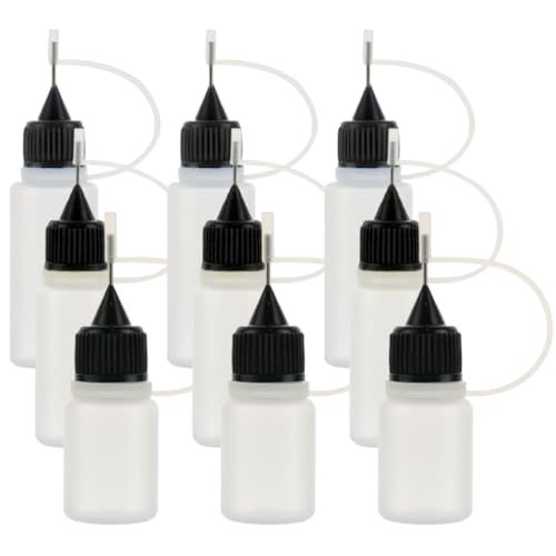 IBXWMNG Set de 9 Aplicadores de Pegamento con precisión - Botella de Plástico, Cuentagotas, Exprimidora y Punta Aguja ，¡Haz tu trabajo de manualidades con mayor precisión y facilidad（5ml, 10ml, 15ml）