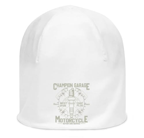 Bonnet souple unisexe Champion Garage en coton fin extensible blanc