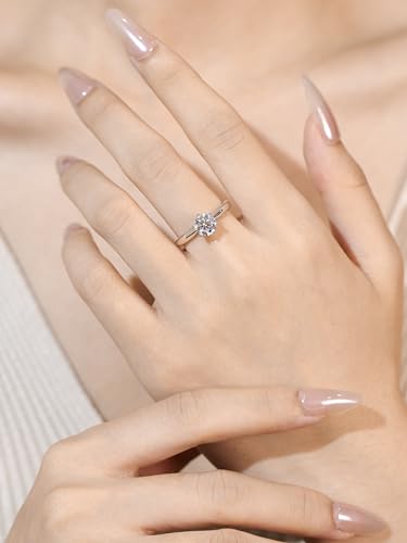 1ct Moissanite Ring For Women,D Color VVS1 Round Solitaire Moissanite,Engagement Proposal Promise Ring,Anniversary Luxurious Bridal Gift,All Size2