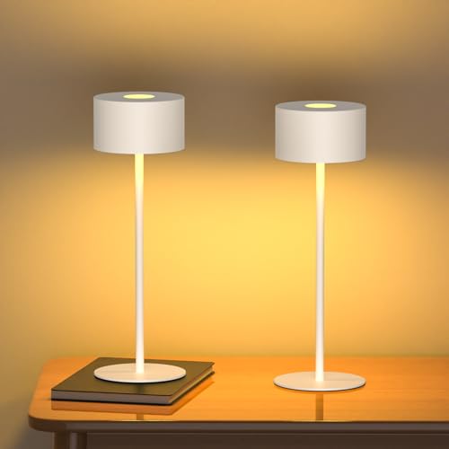 Zefahti Lámpara Inalámbrica Metálica IP54 | 3 Temperaturas + Brillo Regulable | Recargable USB | Multiuso para Restaurante, Dormitorio y Camping
