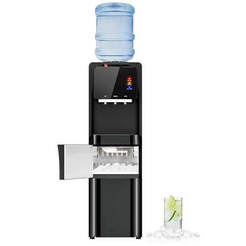 Image of Manastin 4-in-1 Water Dispenser with Ice Maker, Hot & Cold & Room Temperature Top Loading Water Cooler with Fast Ice Making, Compatible with 3-5 Gallon Bottles, for Home and Office, Matte Black