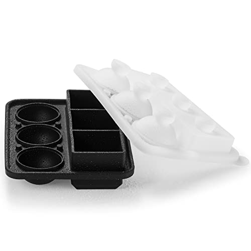 Nax Caki Ice Cube Molds Tray, Large Silicone Whiskey Ice Mold,2-In-1 Round Sphere Ice Ball Maker & Square Ice Trays For Cocktails, Bourbon, Whiskey Gifts For Men From Daughter Wife Son Kids #TOP7