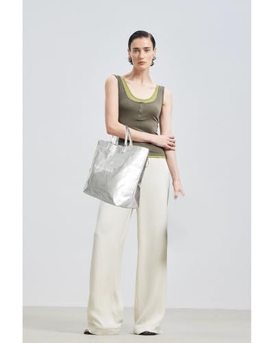 Image of Large Tote Bags for Women PVC Clear Totes Bag Plastic Carry All Bag Kraft Paper Shoulder Handbag Hobo for Work Travel