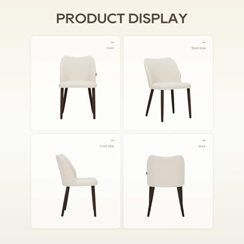 Image of Wooden Dining Chairs Set of 4, Upholstered Kitchen Dining Room Chair, Modern Fabric Farmhouse Dinner Chair for Restaurant & Cafe, Beige