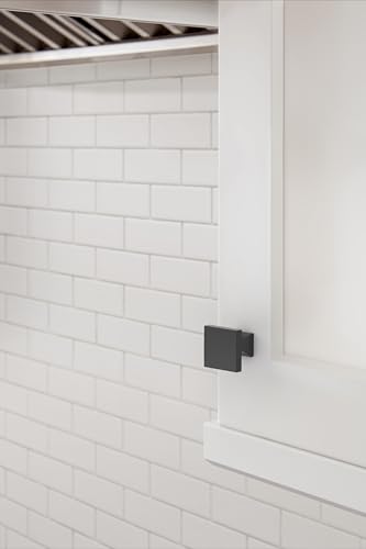 Image of Amerock 25 Pack 1-1 /16 inch Square Pedestal Matte Black Cabinet Knob