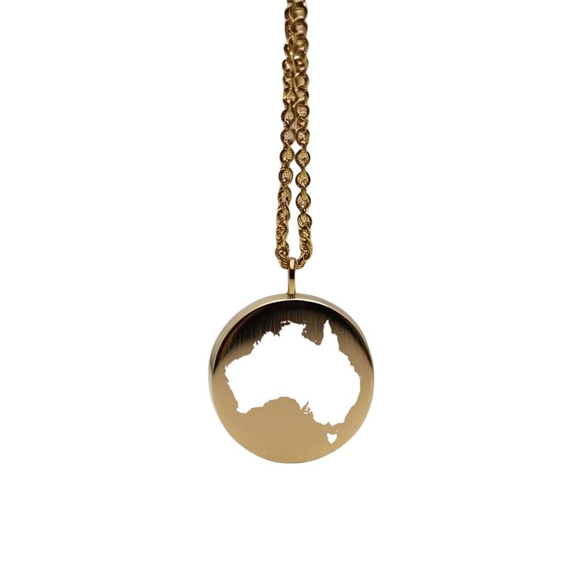 Pendentif carte de l'Australie en argent plaqué or bijou finement gravé