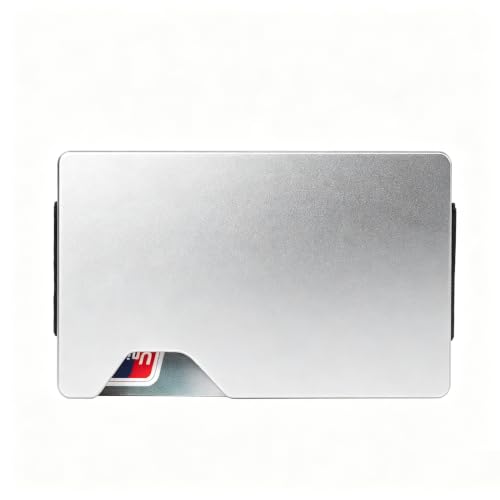Image of Minimalist Wallet for Men, Slim Metal RFID Blocking Wallet Credit Card Holder Money Clip & Cash Strap, Scratch-Resistant Holds 15 Cards,Ideal Gift for Men | Matte Silver