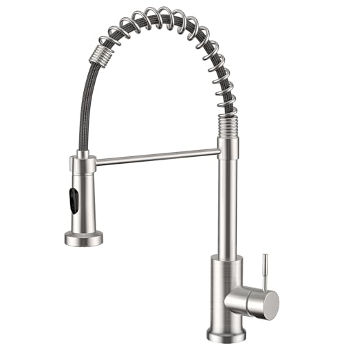 Llizuia Wasserhahn Küche, Hochdruck Küchenarmatur mit Herausziehbarer Brause, Mischbatterie Ausziehbar, Armatur Küchen Spültischarmatur mit 2 Strahlarten, 360° schwenkbar, Edelstahl