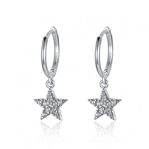 Boucles d'oreilles petit cercle argent S925 etoile bijoux tendance femme