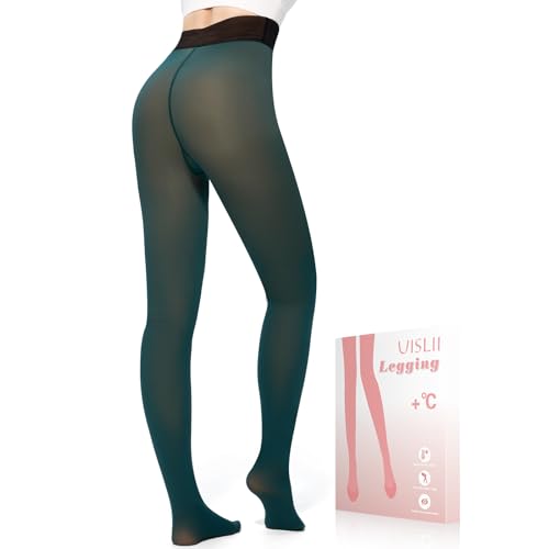 Image of UISLII Fleece Lined Tights Women, Warm Pantyhose leggings Women,Fake Translucent Thermal Skin Colored Tights for Winter