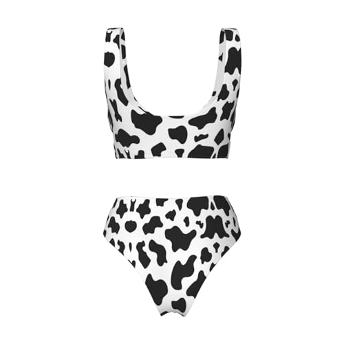 Bikini de leopardo blanco y negro y traje de baño triangular de pierna alta 6