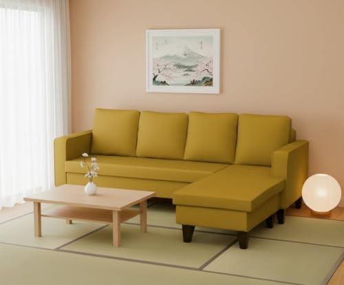 Image of The MM Furniture store Premium Fabric Sofa - Dirty Gold (6 Seater - RHS)