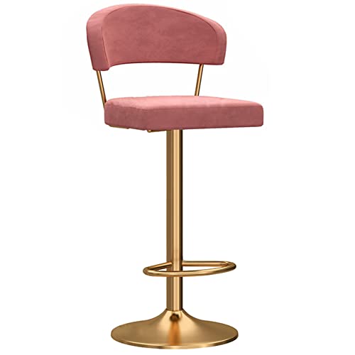 Taburetes de Bar de Altura de mostrador, taburetes de Bar tapizados de Terciopelo Modernos con Respaldo, sillas de Bar giratorias de 360° con Patas de Metal y reposapiés, Altura Ajustable, i