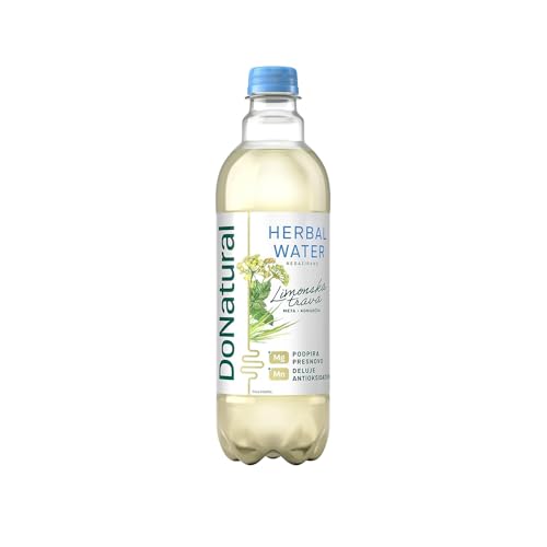Paquete de 12 DoNatural Agua Herbal – Hierba de limón con menta y hinojo, 500 ml – Bebida funcional baja en calorías con magnesio y manganeso, refresco natural vegano