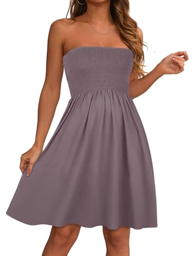 Image of elescat Summer Dresses for Women 2026 Strapless Casual Beach Cover Ups Tube Top Sundress