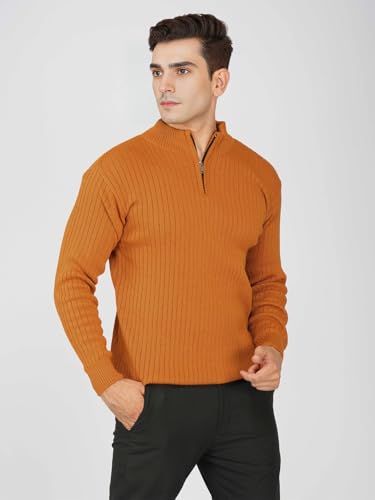 Image of LOQUE Men's Wool Blend Selection Sweater Half Zip High Neck Pullover Warm Casual Winter Wear for Office and Travel