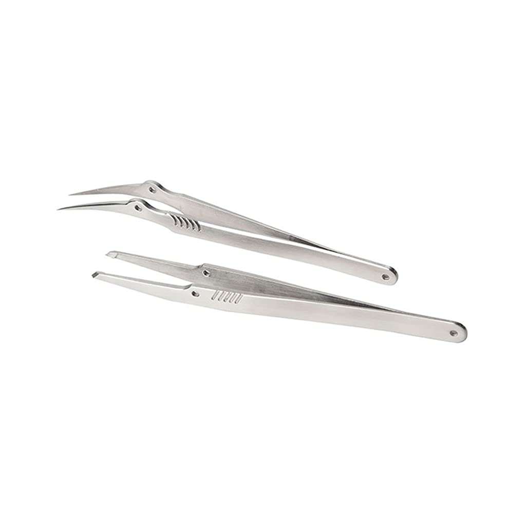Kalttoy 304 Stainless Steel 2 Pcs Tweezers Kit Ineffable Tool For Laboratory Work Circuit Board Repair Welding Watches Making Industrial Tweezers Set