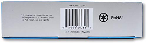 Satco S6238 Light Bulb Pack Of 4 Mini Spiral Compact Fluorescent Cfl 13W, 3500K Neutral White, 900 Lumens, E26 Medium Base, 120V, T2 Shape, 82 Cri, 60W Equivalent; 4 Bulbs Total #TOP5