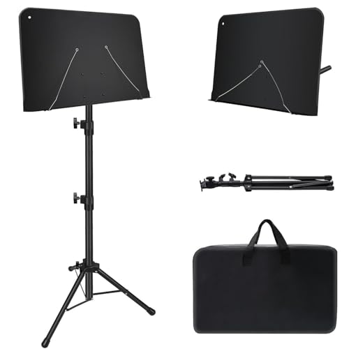 Sheet Music Stand, 1/2/3 Pack Adjustable Music Stand for Sheet Music, Music Sheet Stand Portable Folding with Carry bag Clip Holder for Guitar, Ukulele, Violin Players(Standard Version, 1 Pack)