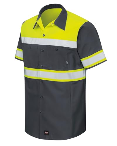 Image of Red Kap Men's Hi-vis Ss Colorblock Ripstop Work Shirt-Type O, Class 1