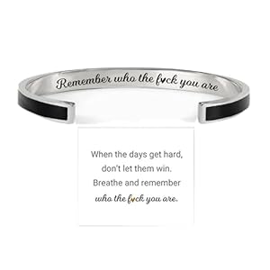 Remember Who The F You Are Motivational Color Bangle Stainless Steel Engraved Inspirational Cuff Bracelet Opening Adjustable Bracelet Jewelry Gift for Women