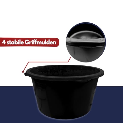 Mörtelkästen 65-90 Liter | Mörtelkübel rund oder eckig | Kunstoff-Wannen in Markenqualität | Pflanzkübel für Hochbeet (5 x 65l rund)