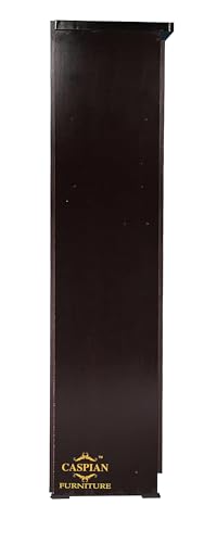 Image of CASPIAN 2-Door Wardrobe (17mm Thick Wood) Coffee Black | Pre-Assembled Almirah with Mirror, Hanging Space, 4 Shelves, 2 Drawers & Secure Locker | Durable Engineered Wood Clothes Storage Cupboard.