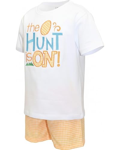 Image of Unique Baby Boys 2pc Shorts Set Outfit Short Sleeve Shirt with Embroidery Design and Shorts