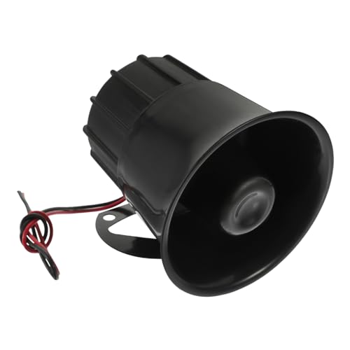SMASOLO Sirène D'alarme Extérieure 12v, Haut-Parleur Avertisseur Sonore pour Voiture Et Camion, Accessoire Auto Polyvalent pour Chantier Et Sécurité, Compatible Véhicules Utilitaires, Couleur Noire