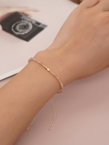 Handmade Gemstone Beaded Strand Bracelets for Women Dainty Adjustable Charm String Braided Boho Seed Beads Friendship Bracelets Fashion Jewelry Gift.3