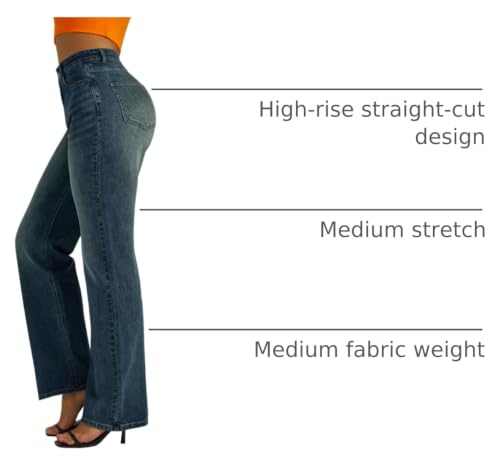 Image of FUNUCA Straight Leg Jeans for Women,High Waisted Wide Leg Loose Microelastic Boyfriend Denim Pants