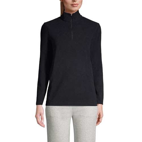 Image of Lands' End Women's Anyweather Fleece Quarter Zip Pullover, Black, Large Tall