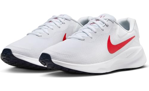 Image of Nike Mens Revolution 7 White /University RED-Midnight Navy Running Shoe - 13 UK (14 US) (FB2207-101)