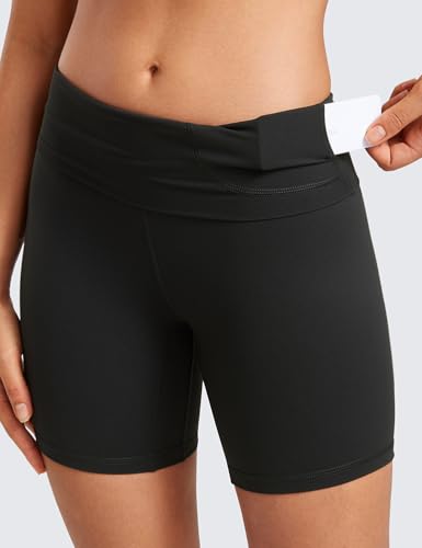 CRZ YOGA Super High Waisted Butterluxe Womens Biker Shorts 6 Inches - Buttery Soft Workout Yoga Over Belly4