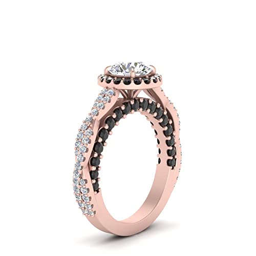 Bague de fiançailles halo or rose avec pierre précieuse ronde pour femme - 3