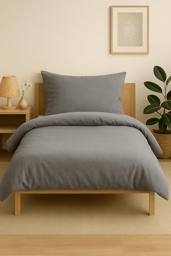 jilda-tex Biber Bettwäsche Winter 135x200 cm + 80x80 cm 100% Baumwolle Uni...