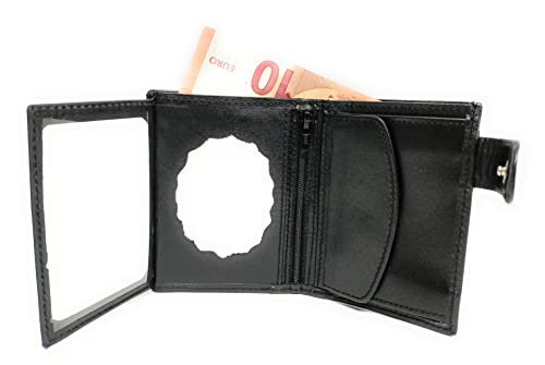 YOJAN PIEL Cartera Portaplaca En Cuero Negro para Policía Local, Guardia Civil y Seguridad Privada | Complementos para Hombre de Estilo Atemporal y Elegante Originales